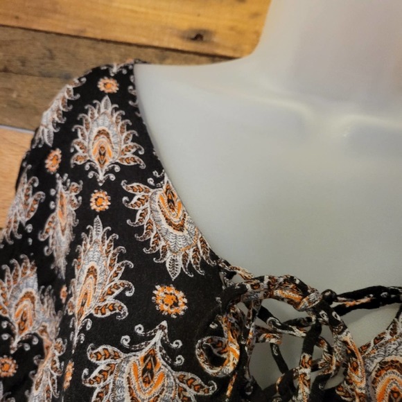 SALE- Gilded Intent women's black paisley floral boho top size medium - Picture 3 of 12